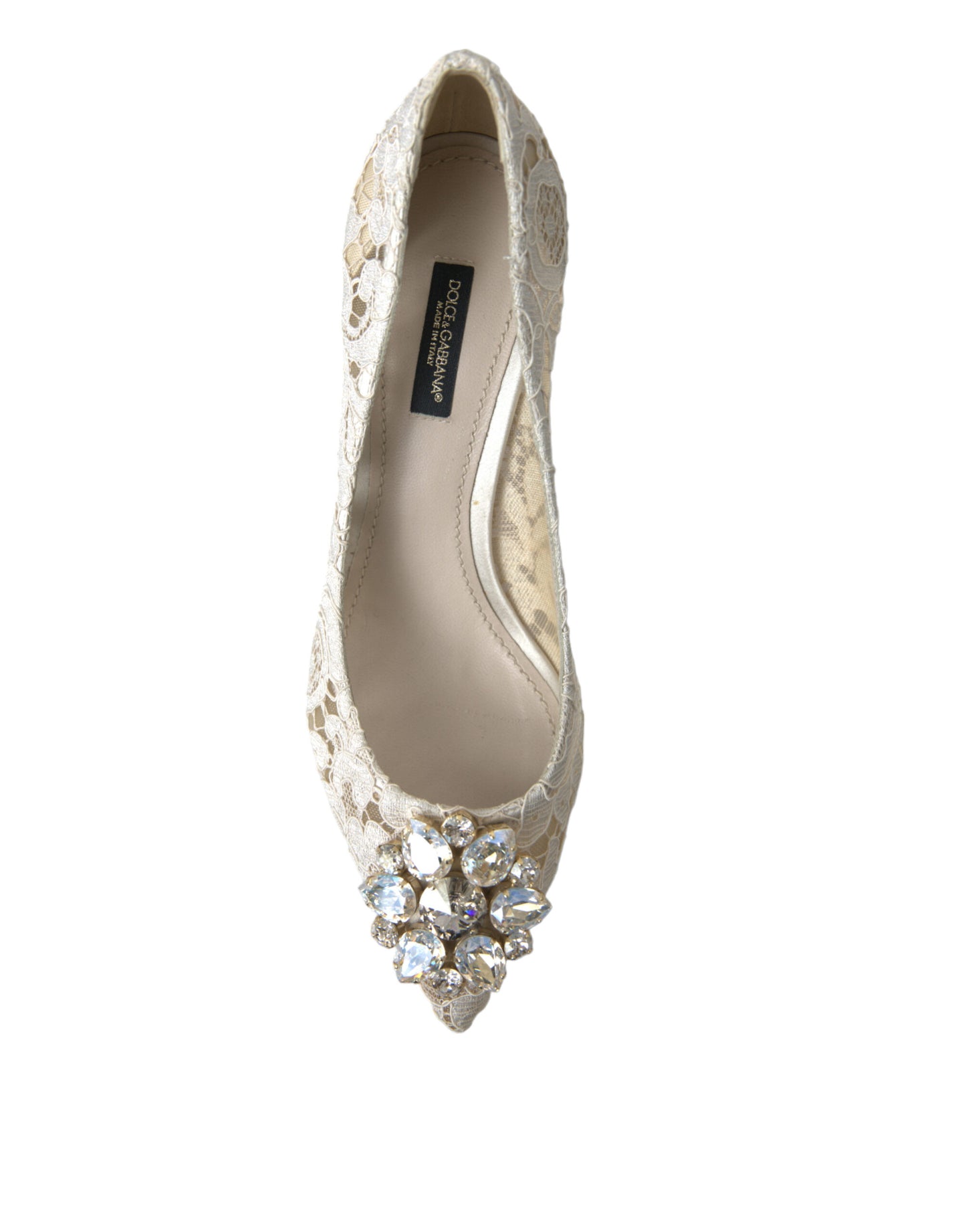 Elegant White Lace Crystal Pumps