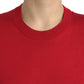 Red Silk Crew Neck Short Sleeves T-shirt Top