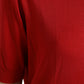 Red Silk Crew Neck Short Sleeves T-shirt Top