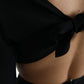 Black Viscose Cut Out A-line Long Sleeves Mini Dress