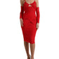 Red Nylon Stretch Cut Out Midi Dress