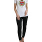 White Sacred Heart Print Round Neck T-shirt