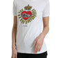 White Sacred Heart Print Round Neck T-shirt