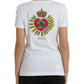 White Sacred Heart Print Round Neck T-shirt