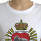 White Sacred Heart Print Round Neck T-shirt