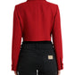 Red Wool Cropped Short Button Coat Jacket