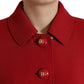 Red Wool Cropped Short Button Coat Jacket