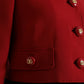 Red Wool Cropped Short Button Coat Jacket