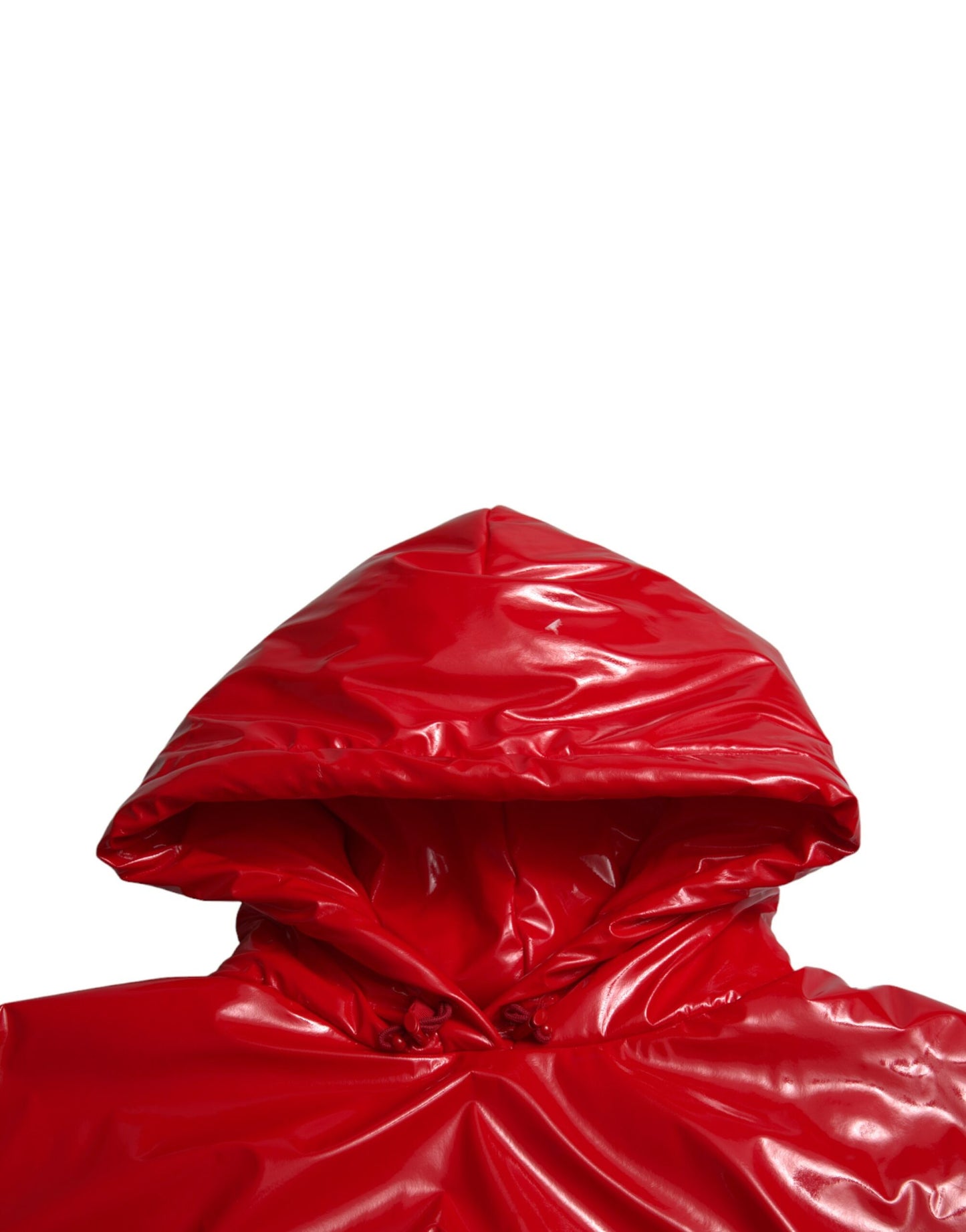 Shiny Red Hooded Cropped Short Coat Jacket