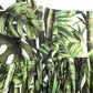 Green Leaf Print Cotton Halter Midi Dress