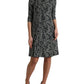 Black Chevron Polyester Shift Mini Dress