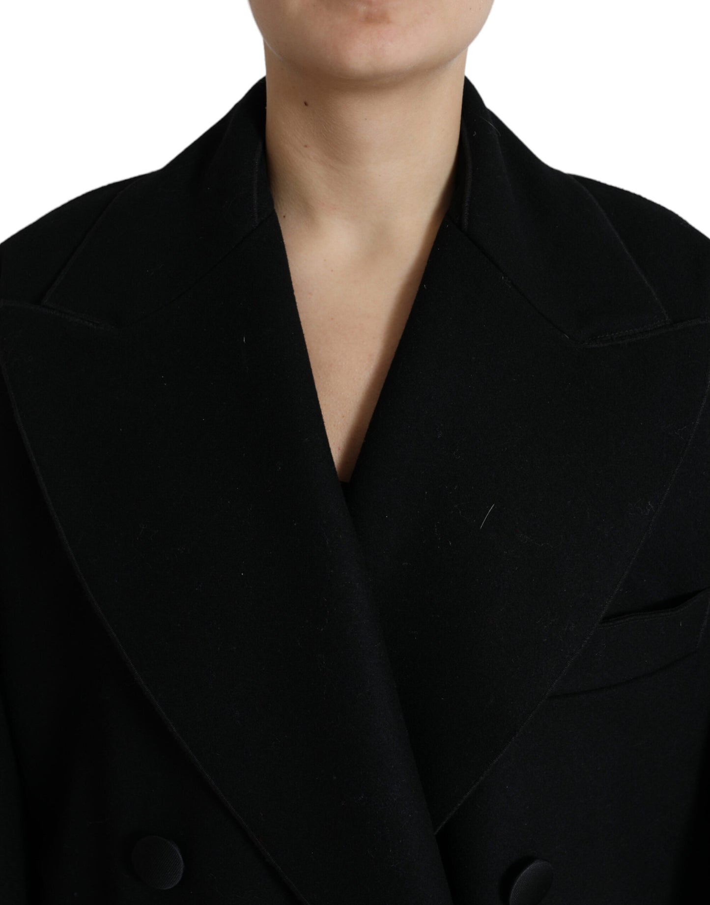 Elegant Black Double-Breasted Trench Coat