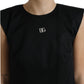 Black DG Logo Cotton Shift A-line Mini Dress