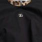 Black DG Logo Cotton Shift A-line Mini Dress