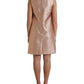 Pink Jacquard Sleeveless Shift Mini Dress