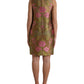 Brown Floral Jacquard Sleeveless Mini Dress