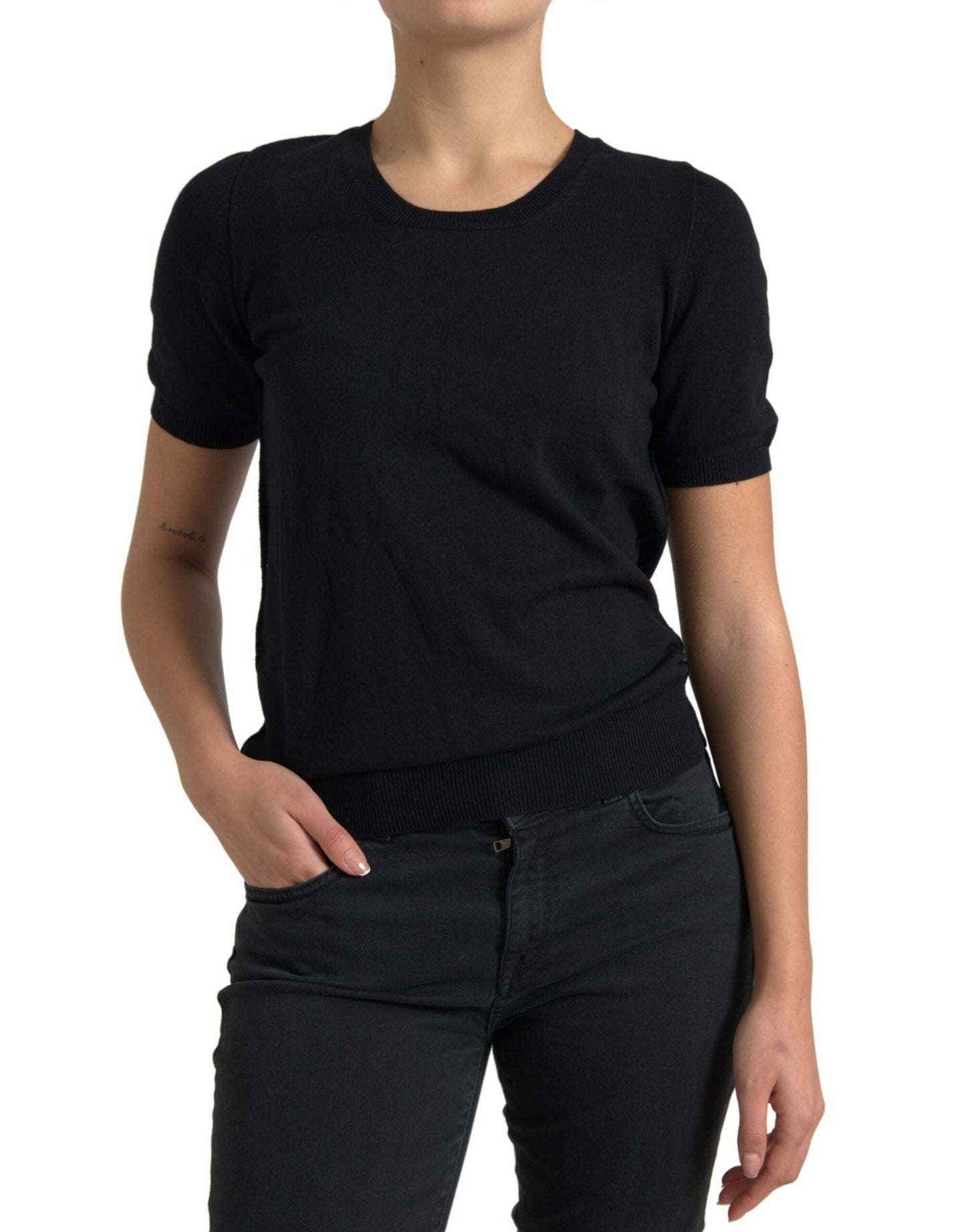 Elegant Black Crew Neck Top