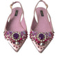 Pink Crystal Heels Slingback Pumps Shoes
