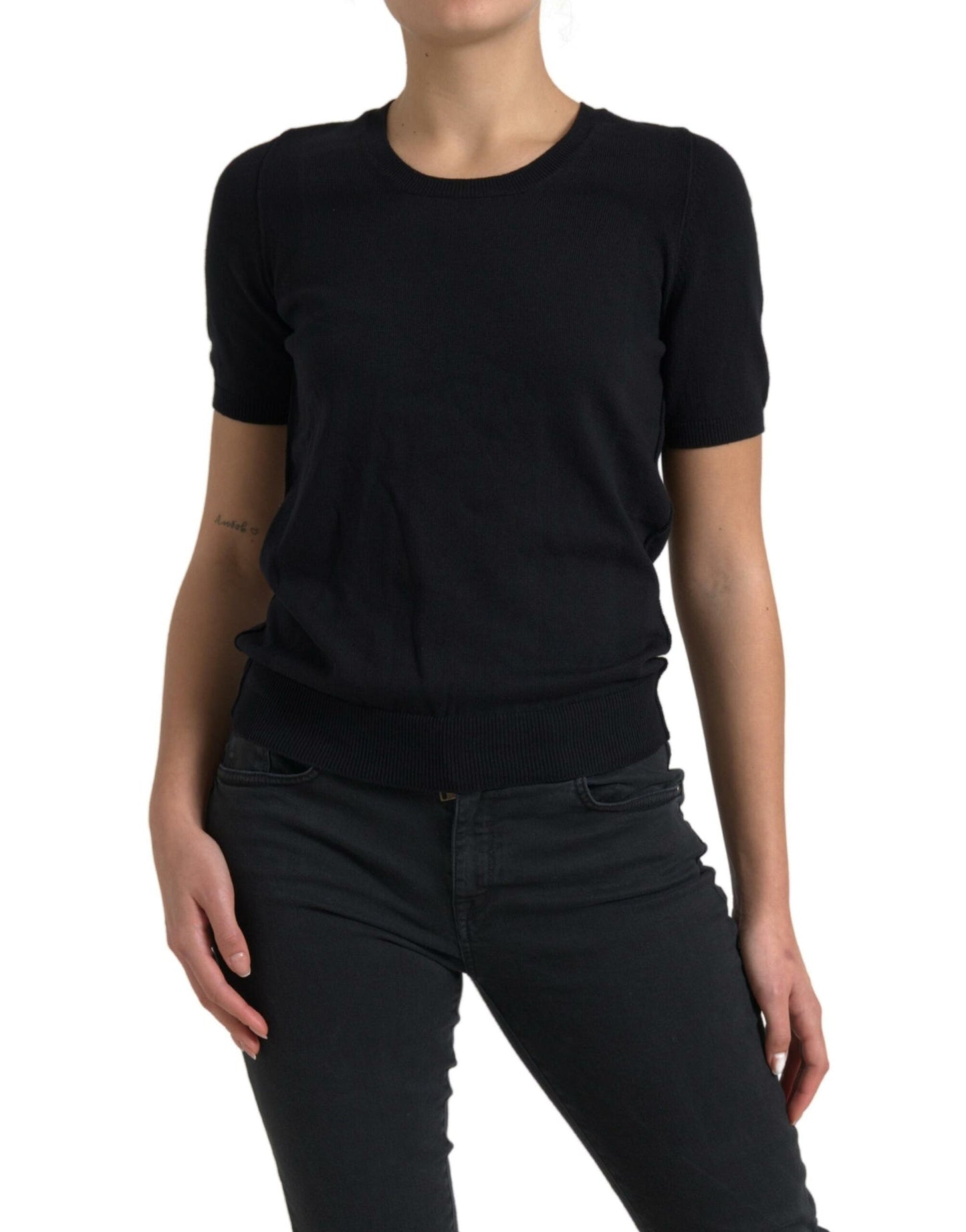 Elegant Black Crew Neck Top