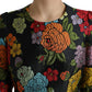 Black Floral Embroidery Knee Length Dress