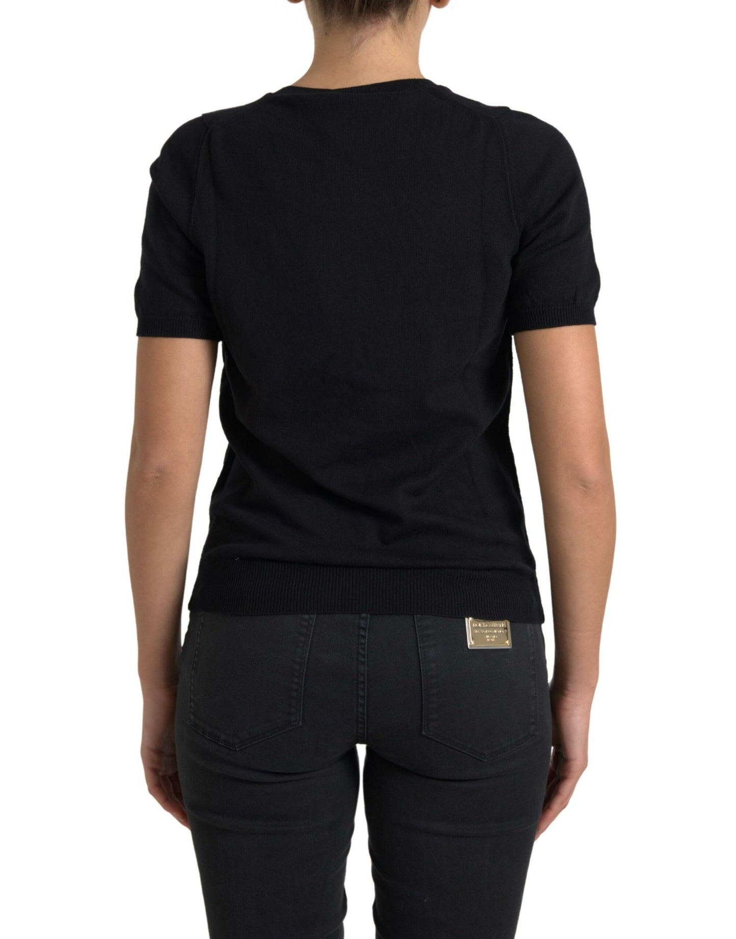 Elegant Black Crew Neck Top