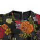 Black Floral Embroidery Knee Length Dress