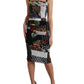 Multicolor Patchwork Midi Floral Leopard Bodycon Dress