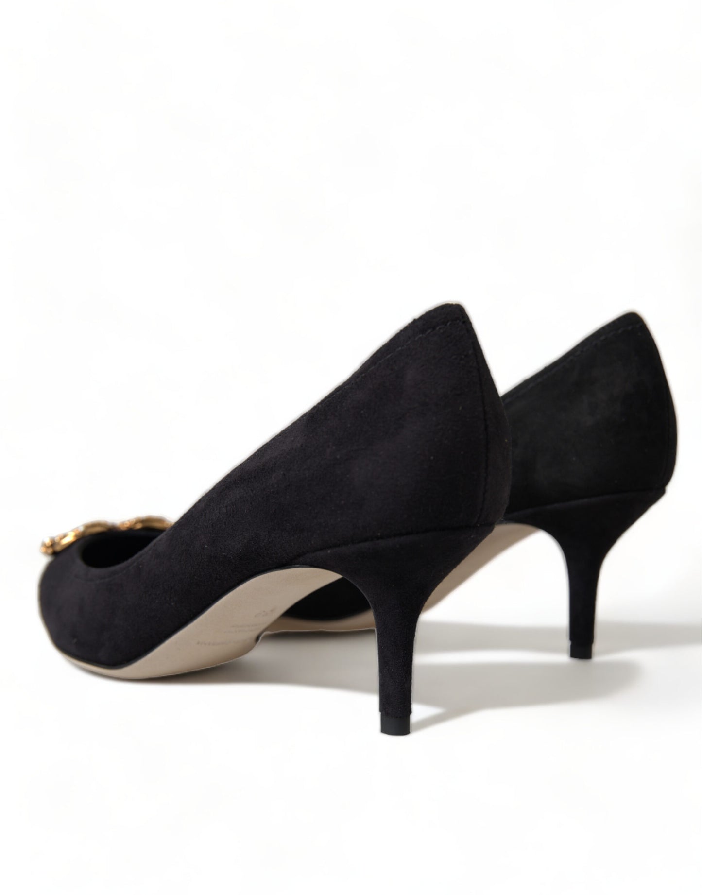 Elegant Black Leather Suede Pumps