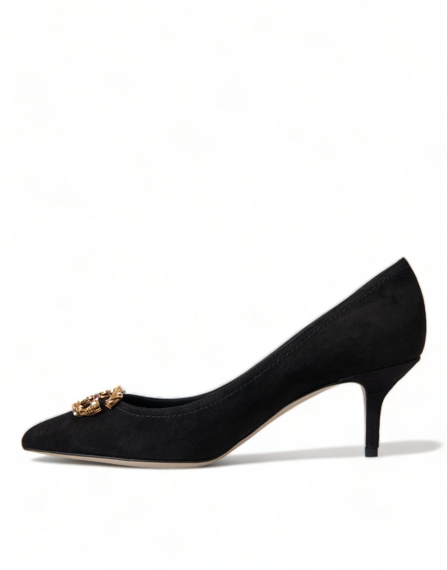 Elegant Black Leather Suede Pumps