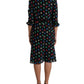 Black Polka Dot Ruffle Cotton Midi Dress
