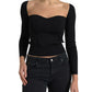 Black Viscose Square Neck Pullover Blouse