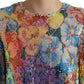 Multicolor Floral Sequined Shift Mini Dress