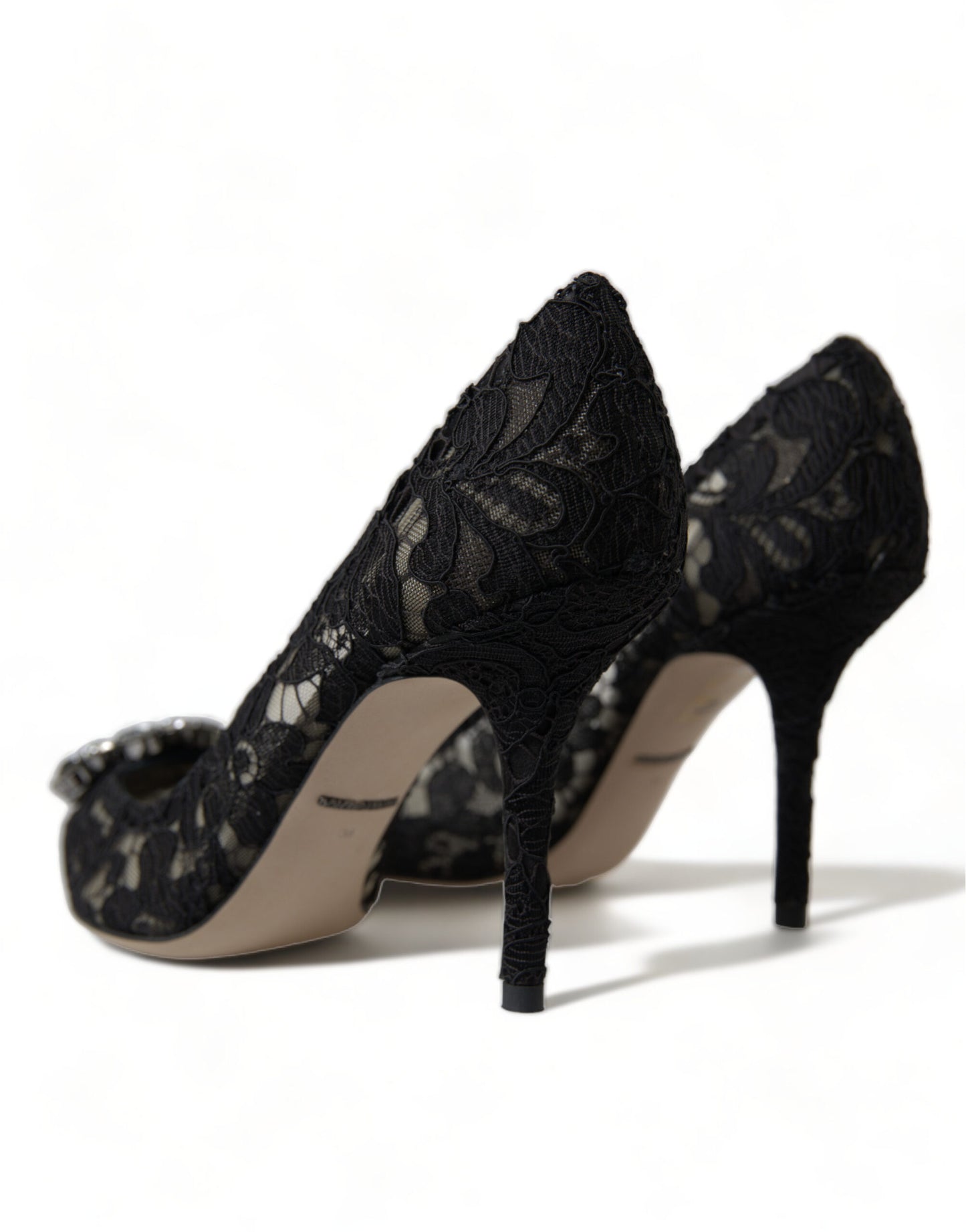 Elegant Taormina Lace Heels with Crystal Embellishment