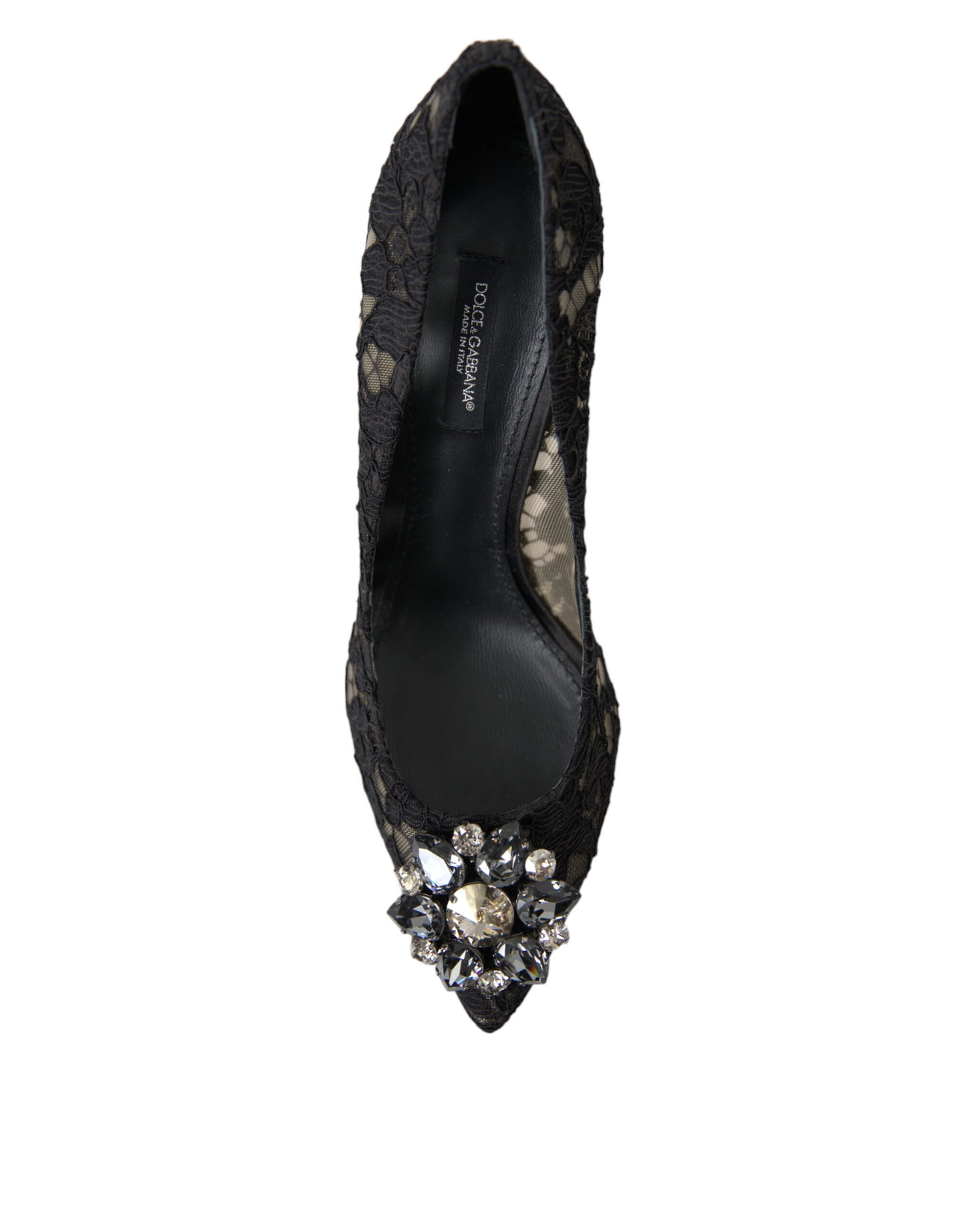 Elegant Taormina Lace Heels with Crystal Embellishment