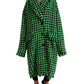Green Houndstooth Full Sleeve Long Coat Jacket