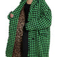 Green Houndstooth Full Sleeve Long Coat Jacket