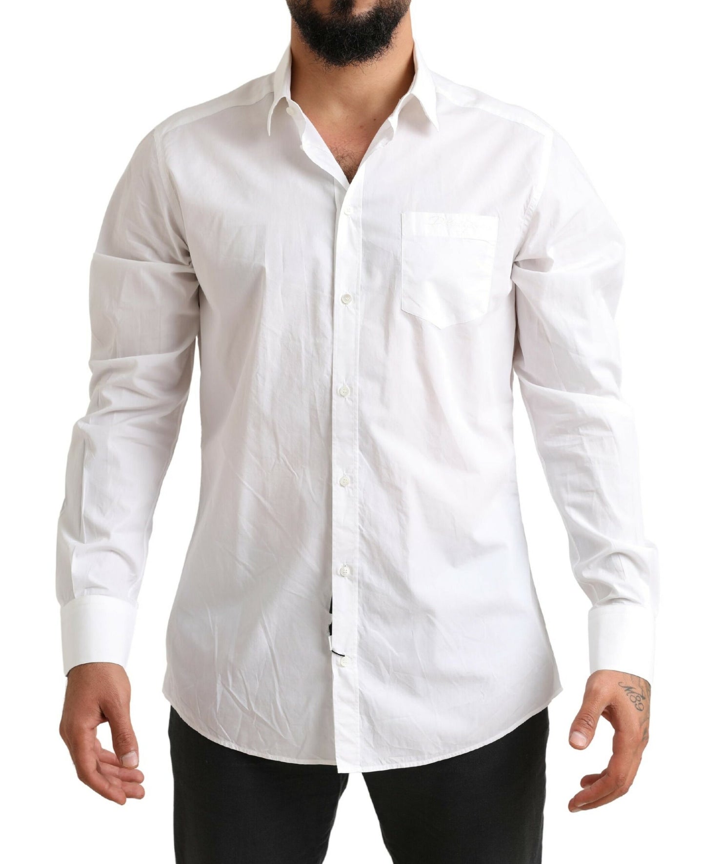 Elegant White Cotton Dress Shirt