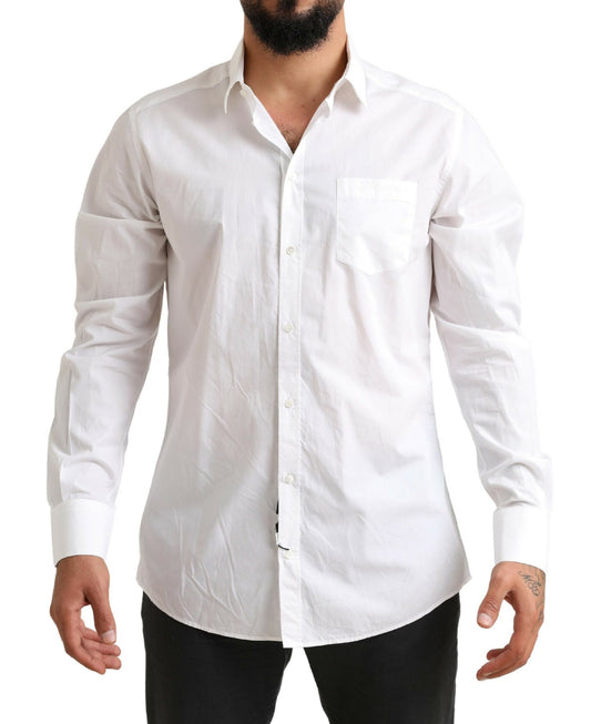 Elegant White Cotton Dress Shirt