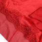Red Silk Pleated Aline Long Sleeve Midi Dress