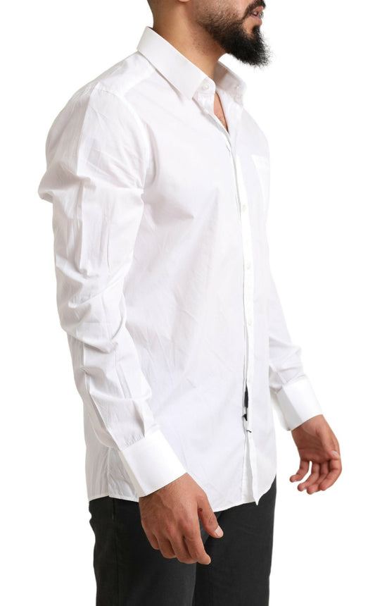 Elegant White Cotton Dress Shirt