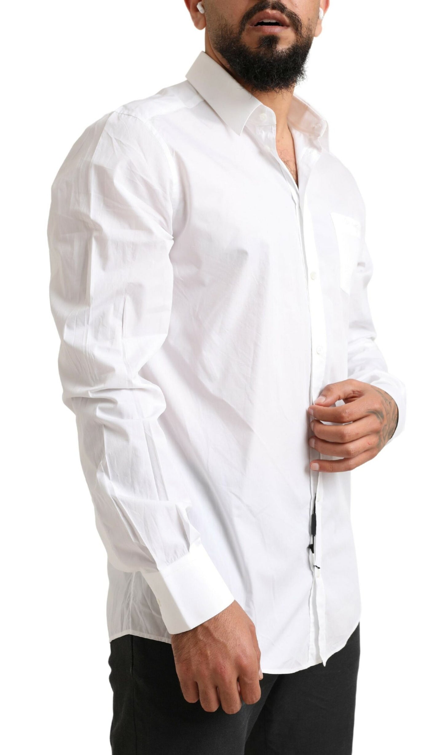 Elegant White Cotton Dress Shirt