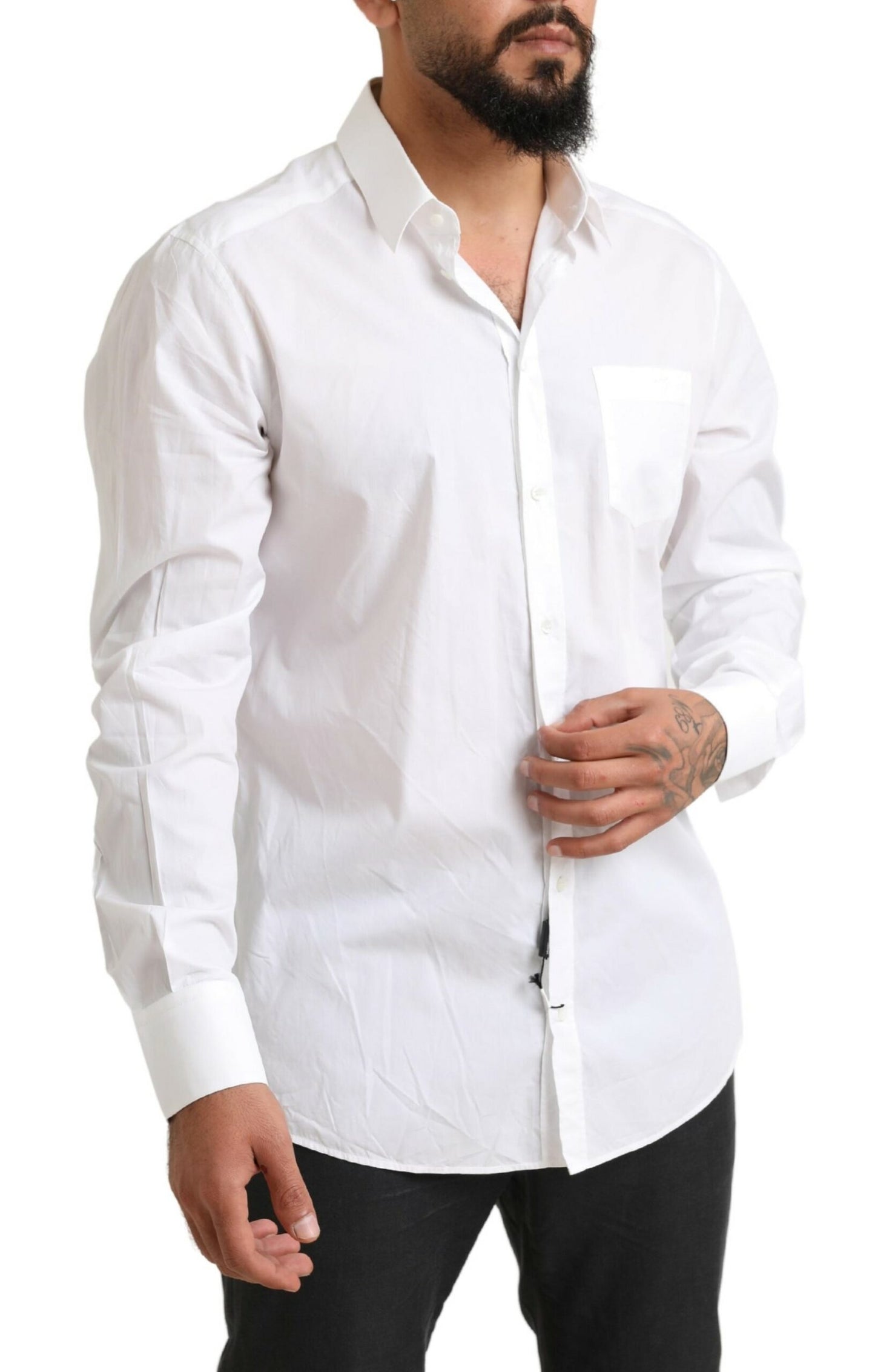 Elegant White Cotton Dress Shirt