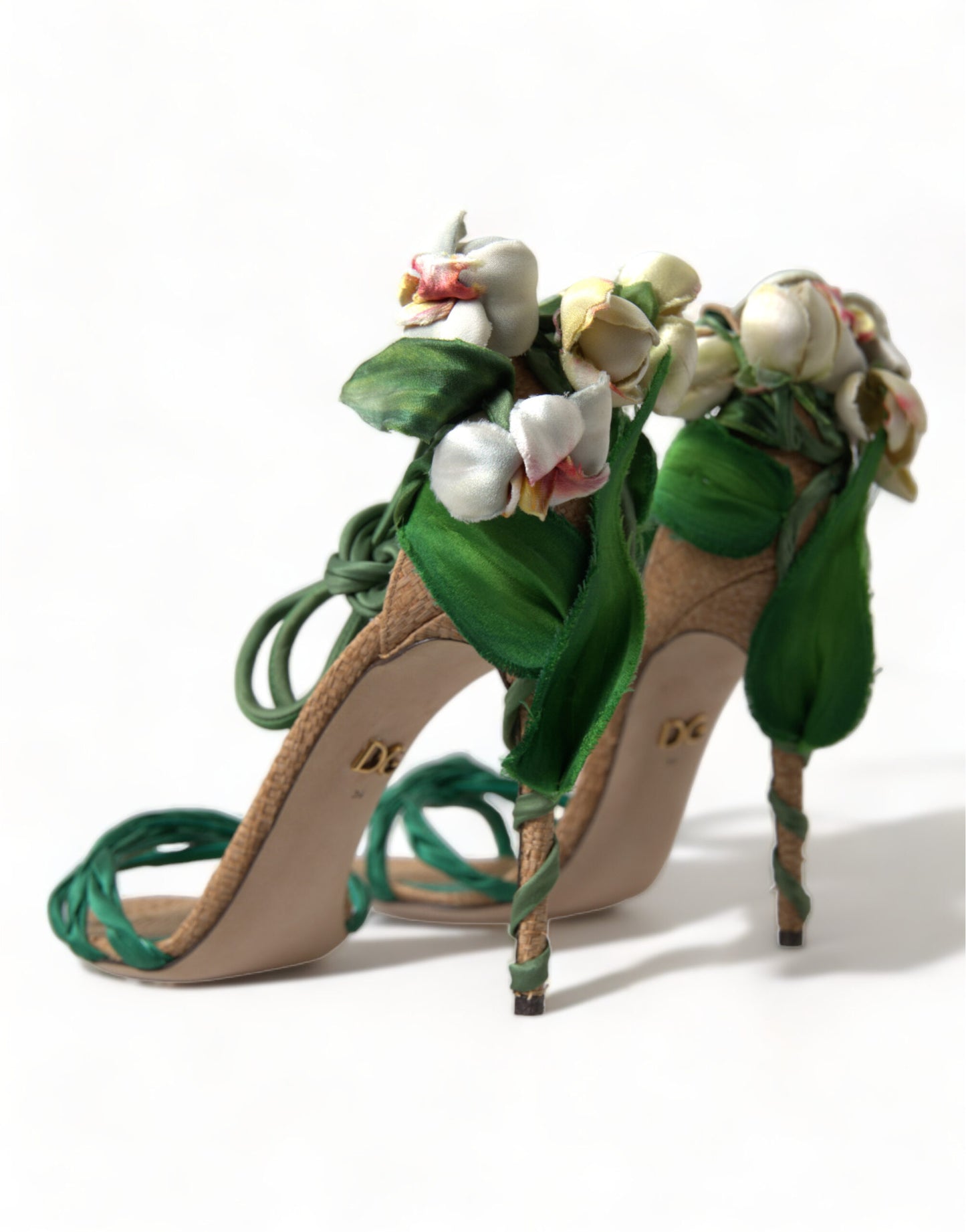 Emerald Elegance Satin Heels