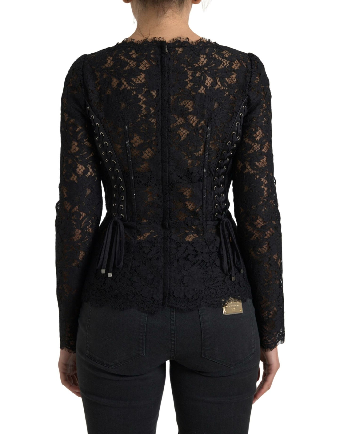 Elegant Sheer Lace Long Sleeve Blouse