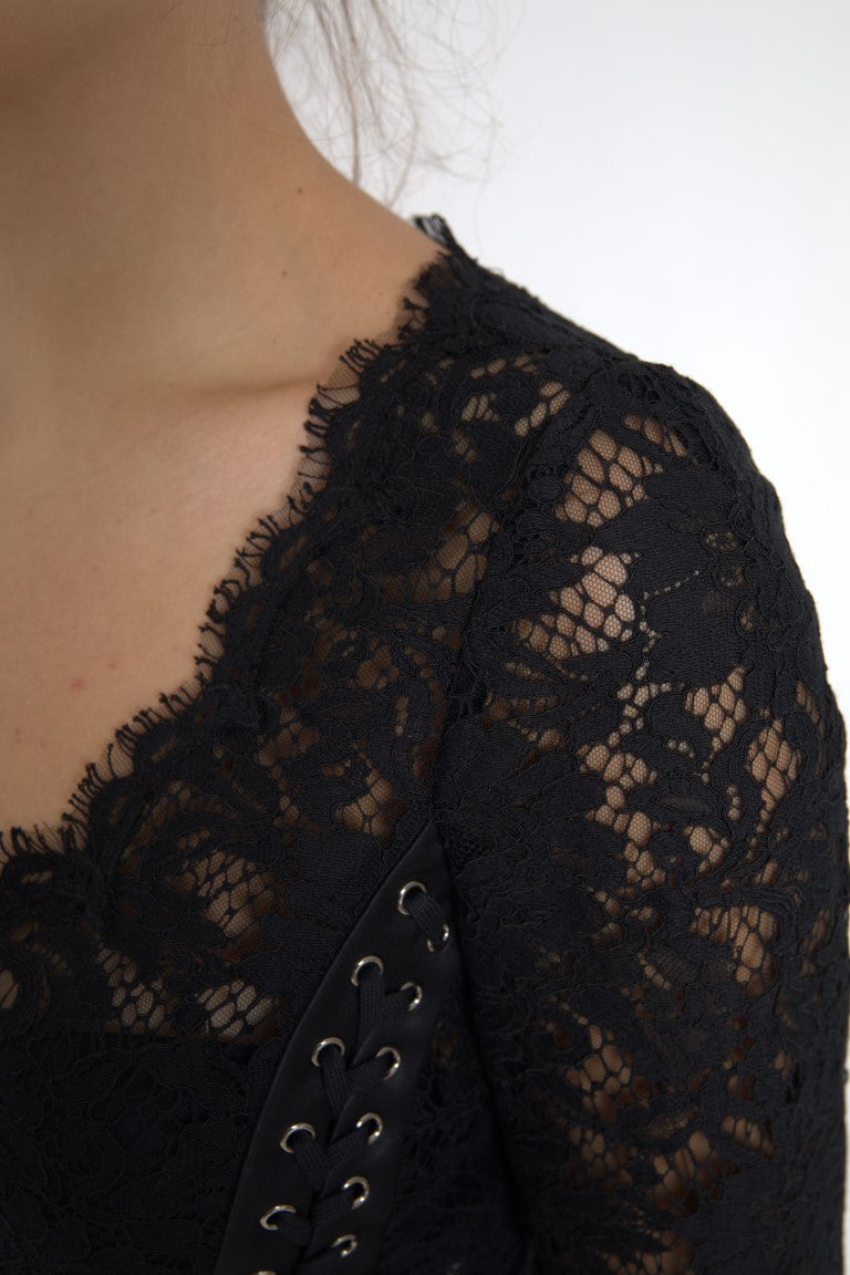 Elegant Sheer Lace Long Sleeve Blouse