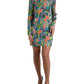 Multicolor Geometric Print Silk Crystals Midi Dress