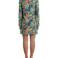 Multicolor Geometric Print Silk Crystals Midi Dress