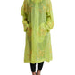 Green Silk Floral Embroidery Long Coat Jacket
