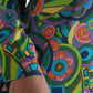 Multicolor Geometric Print Silk Crystals Midi Dress