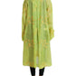 Green Silk Floral Embroidery Long Coat Jacket